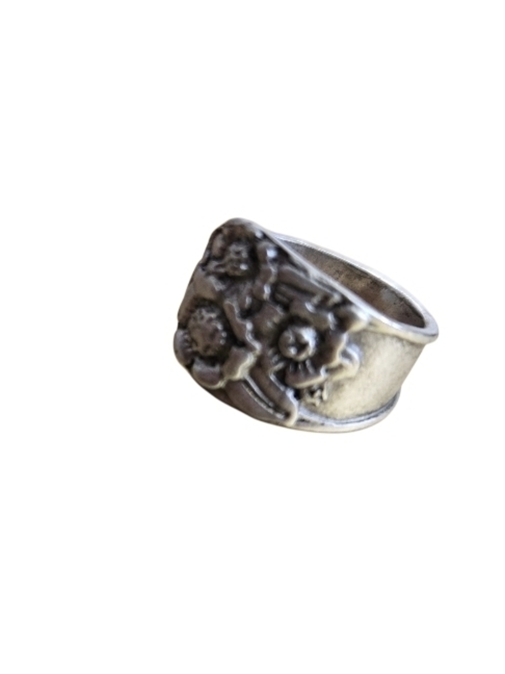4/$15 Floral Spoon Ring in Antique Silver Tone Sz 7.5 Women's Men's Jewelry - Picture 3 of 4